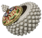 Pigna Biscottiera Decorata Ceramica Caltagirone cm H.23 L.25 D.14 Artigianale Bianco - DD CERAMICHE SICILIANE
