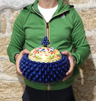 Pigna Biscottiera Decorata Ceramica Caltagirone cm H.23 L.25 D.14 Artigianale Blu DD CERAMICHE SICILIANE