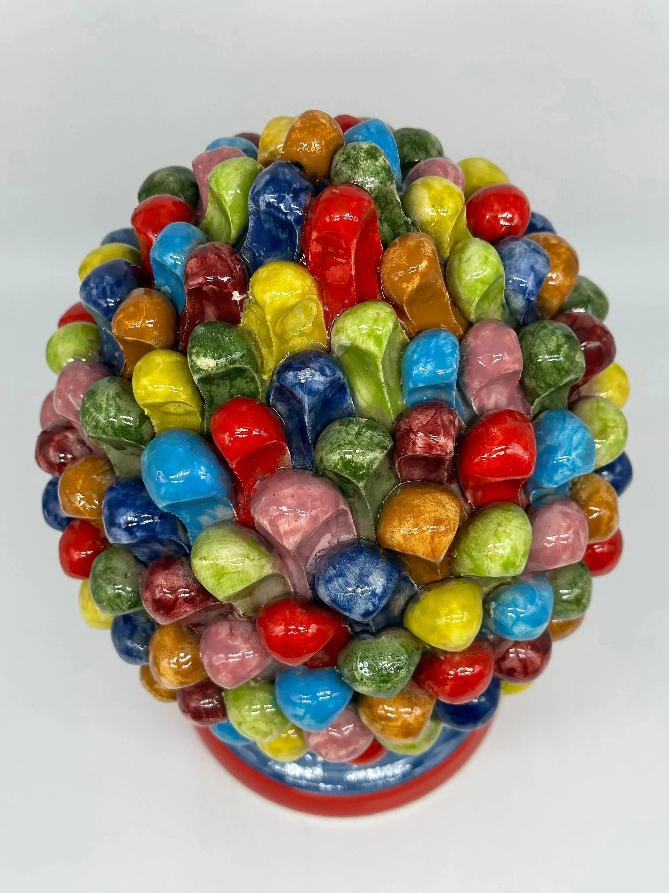 Pigna Ceramica Caltagirone Artigianale “LAETUS” Luxury cm H.30 Multicolor Oro DD CERAMICHE SICILIANE