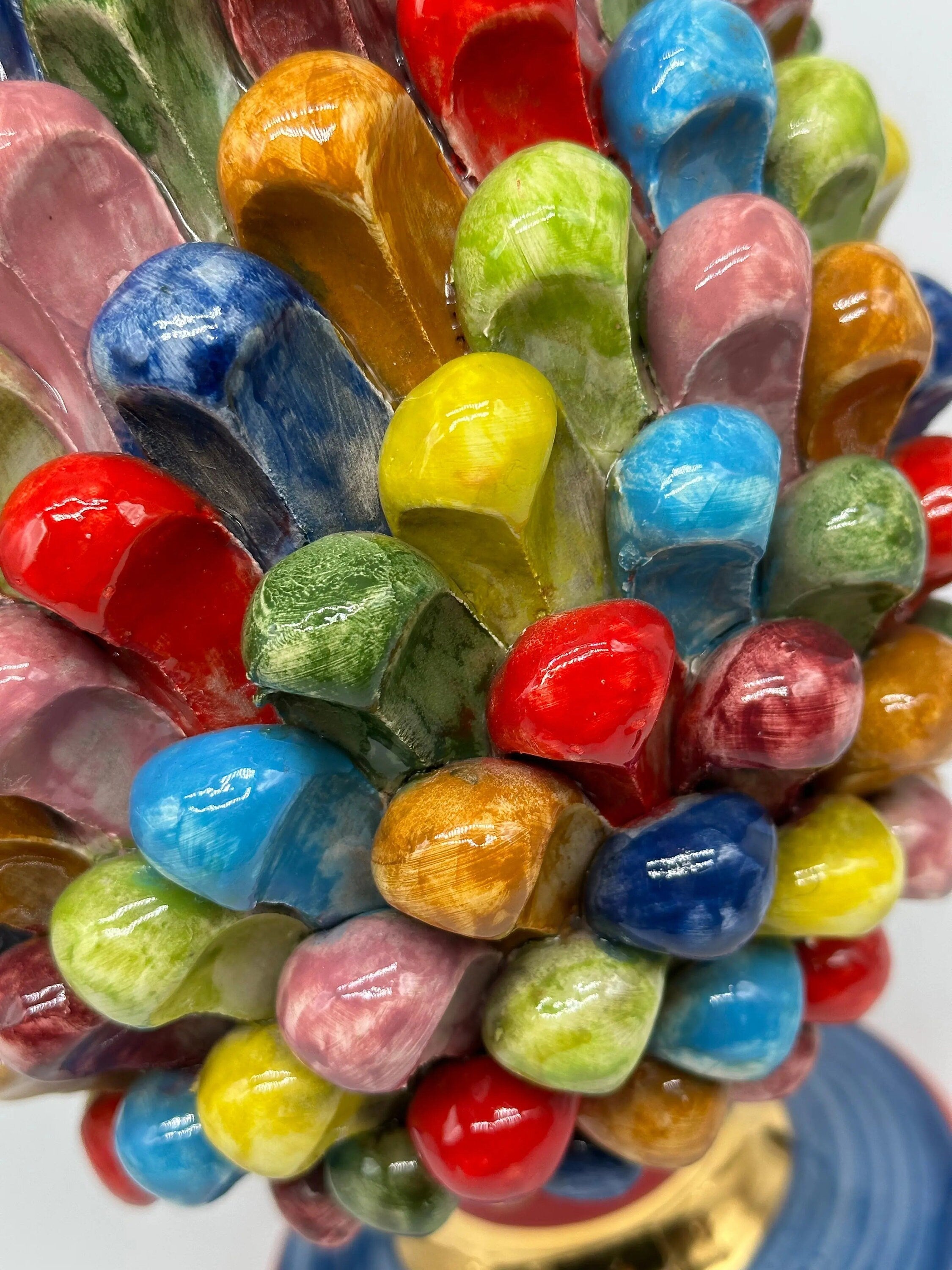 Pigna Ceramica Caltagirone Artigianale “LAETUS” Luxury cm H.30 Multicolor Oro DD CERAMICHE SICILIANE