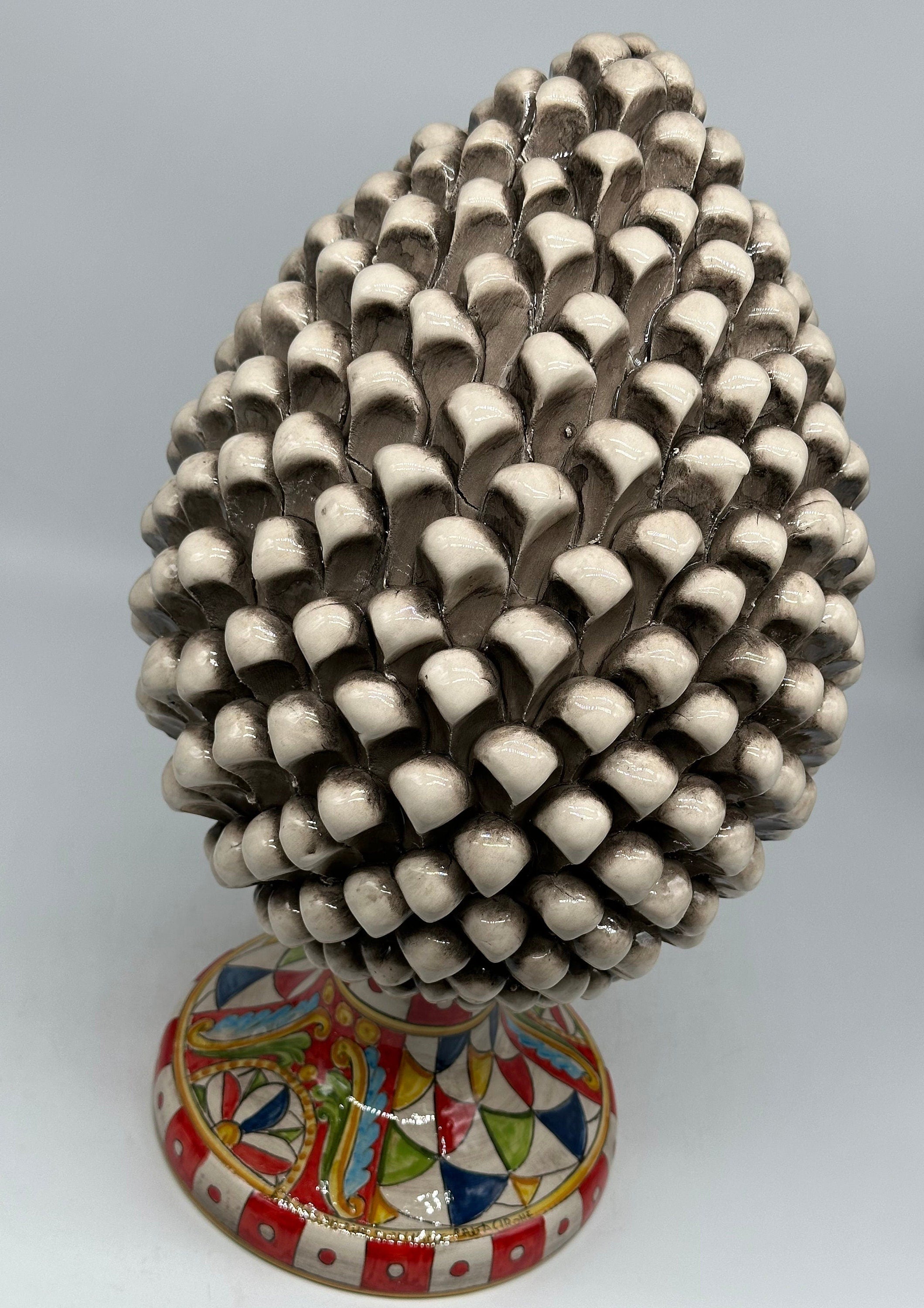 Pigna Ceramica Caltagirone "Carretto" cm H.40 Artigianale Beige