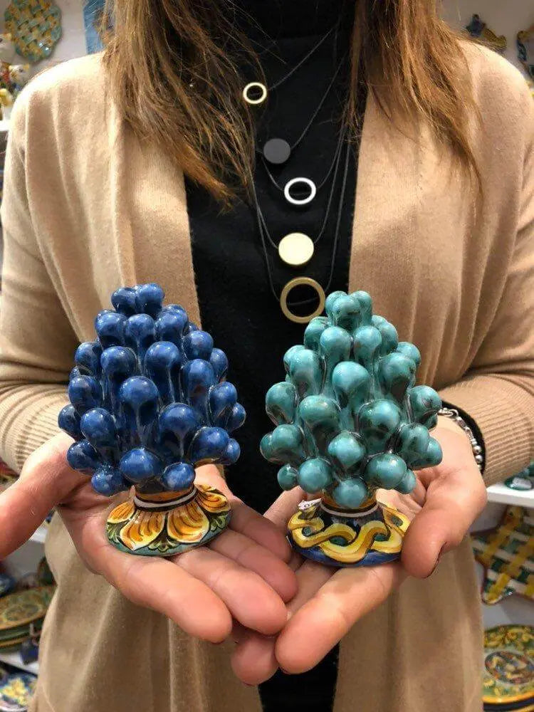 Pigna Ceramica Caltagirone cm H.10 Artigianale Base Decorata VARI COLORI DD CERAMICHE SICILIANE