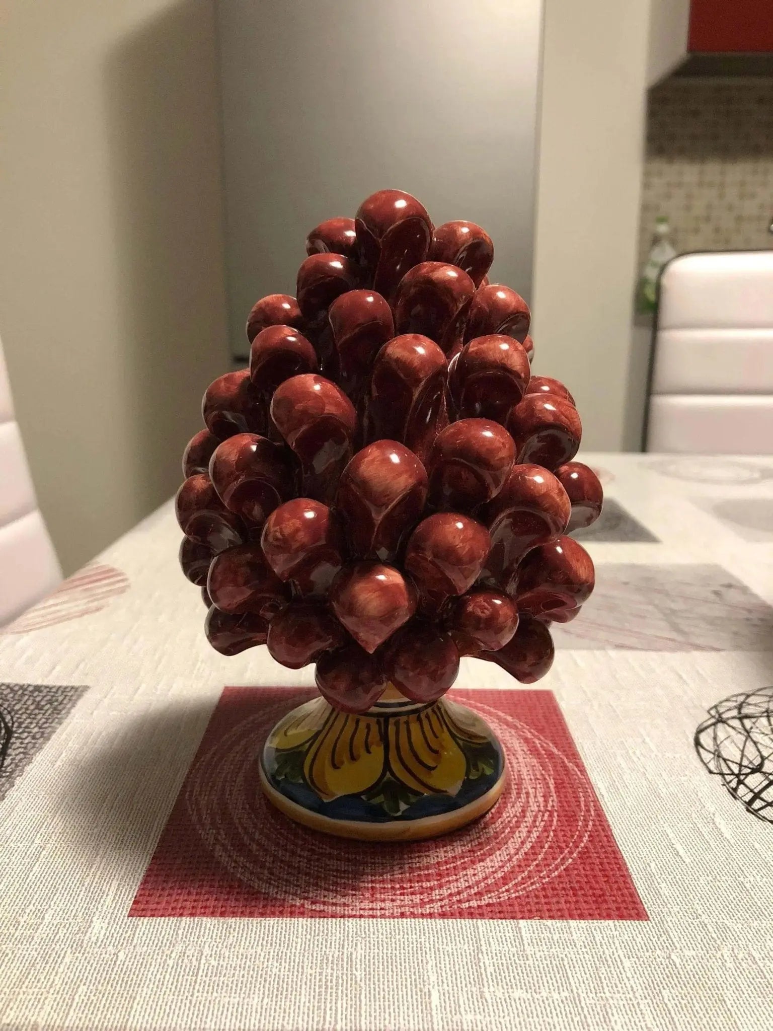 Pigna Ceramica Caltagirone cm H.15 Artigianale con Base Decorata VARI COLORI - DD CERAMICHE SICILIANE