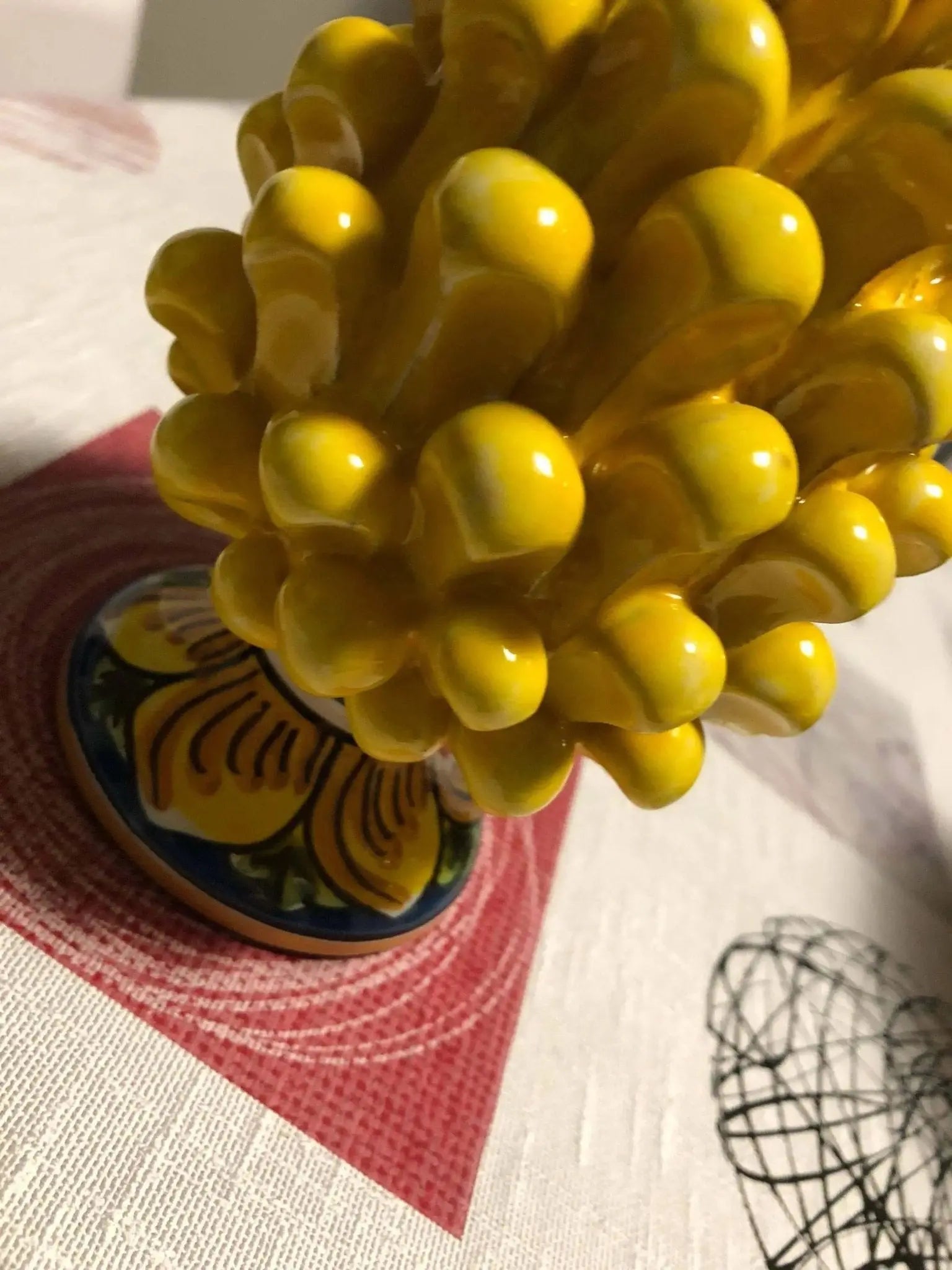 Pigna Ceramica Caltagirone cm H.15 Artigianale con Base Decorata VARI COLORI - DD CERAMICHE SICILIANE