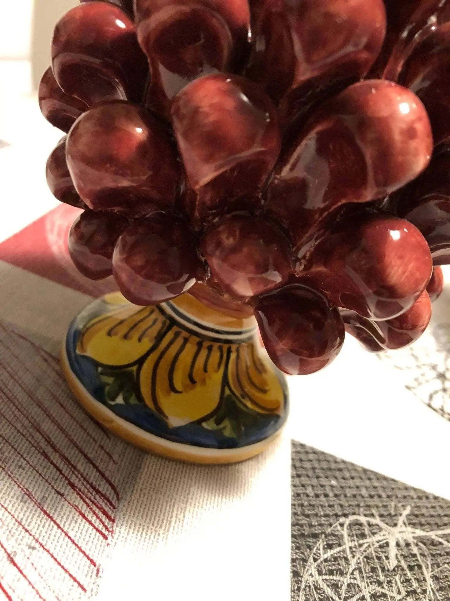 Pigna Ceramica Caltagirone cm H.15 Artigianale con Base Decorata VARI COLORI - DD CERAMICHE SICILIANE