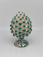 Pigna Ceramica Caltagirone cm H.20 Artigianale Base Decorata Punte Verde DD CERAMICHE SICILIANE