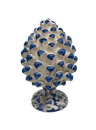 Pigna Ceramica Caltagirone cm H.20 Artigianale Base Decorata Punte Blu - DD CERAMICHE SICILIANE