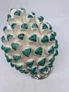 Pigna Ceramica Caltagirone cm H.20 Artigianale Base Decorata Punte Verde DD CERAMICHE SICILIANE