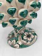 Pigna Ceramica Caltagirone cm H.20 Artigianale Base Decorata Punte Verde DD CERAMICHE SICILIANE