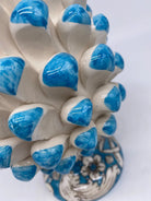 Pigna Ceramica Caltagirone cm H.20 Artigianale Base Decorata Punte Celeste DD CERAMICHE SICILIANE