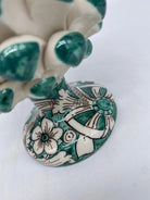 Pigna Ceramica Caltagirone cm H.20 Artigianale Base Decorata Punte Verde DD CERAMICHE SICILIANE
