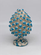 Pigna Ceramica Caltagirone cm H.20 Artigianale Base Decorata Punte Celeste DD CERAMICHE SICILIANE