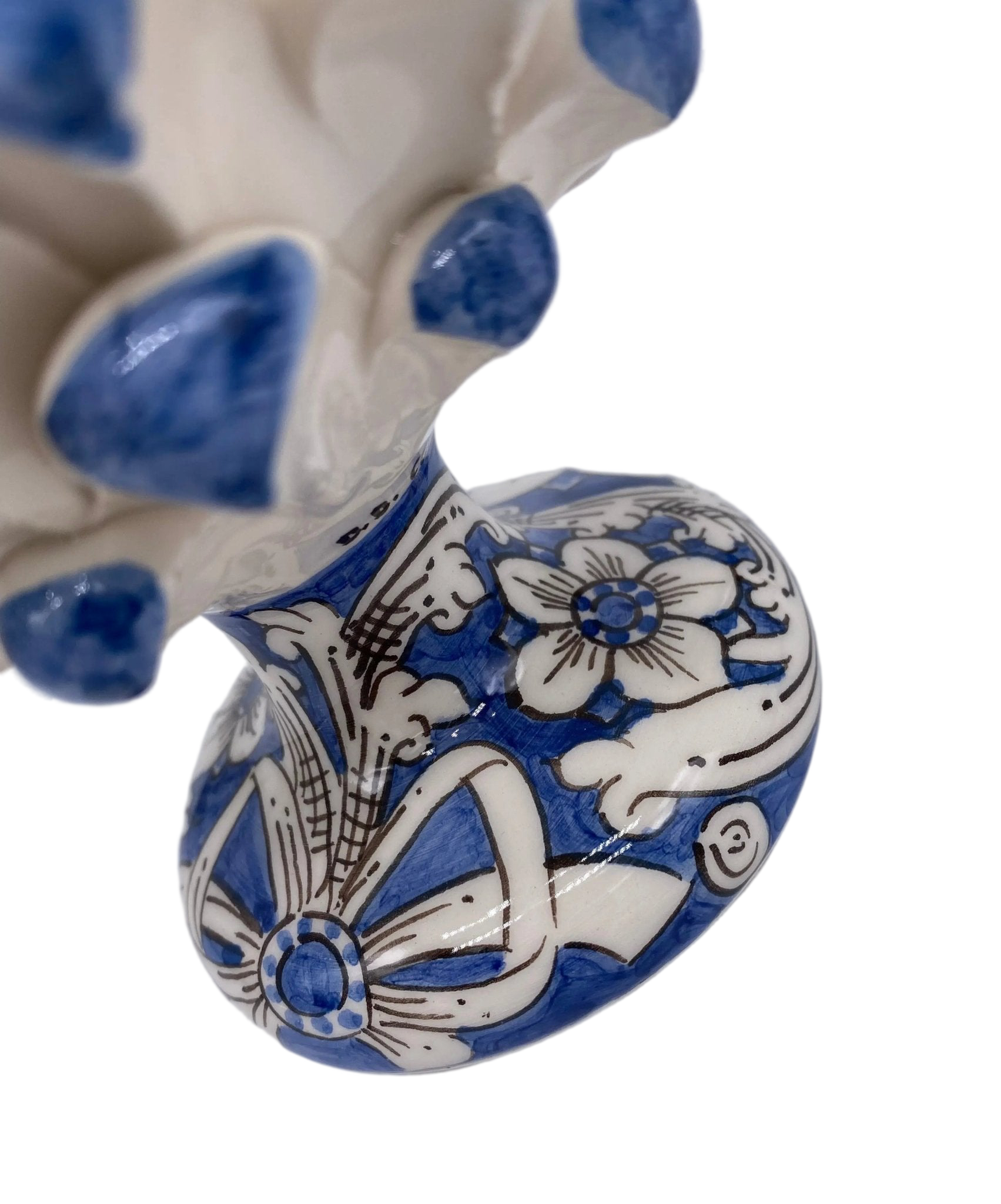Pigna Ceramica Caltagirone cm H.20 Artigianale Base Decorata Punte Blu - DD CERAMICHE SICILIANE