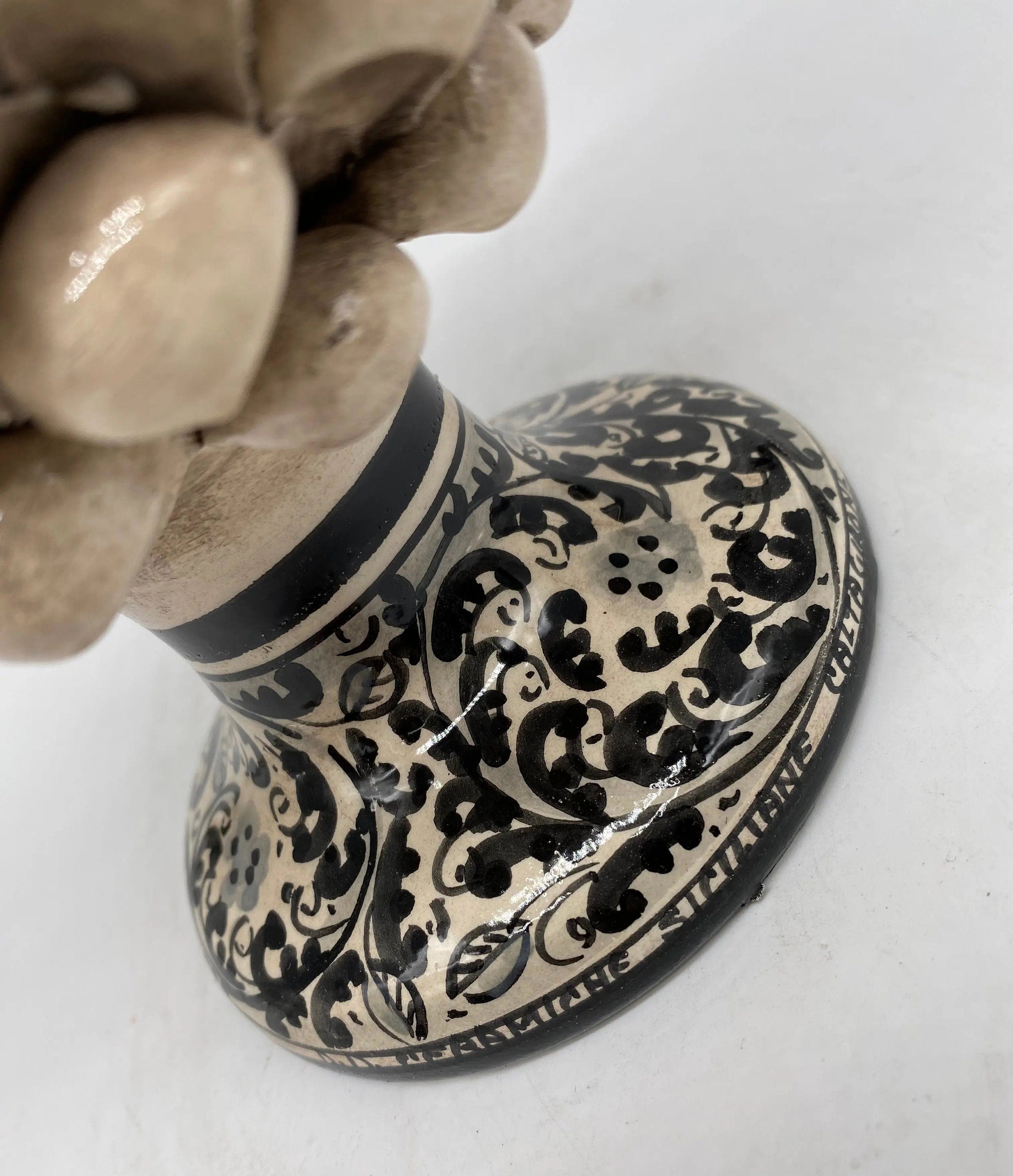 Pigna Ceramica Caltagirone cm H.20 Artigianale Beige Base Decorata DD CERAMICHE SICILIANE
