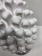 Pigna Ceramica Caltagirone cm H.20 Artigianale Bianco Base Decorata Nero DD CERAMICHE SICILIANE