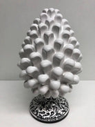 Pigna Ceramica Caltagirone cm H.20 Artigianale Bianco Base Decorata Nero DD CERAMICHE SICILIANE