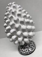 Pigna Ceramica Caltagirone cm H.20 Artigianale Bianco Base Decorata Nero DD CERAMICHE SICILIANE