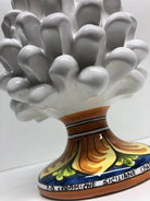 Pigna Ceramica Caltagirone cm H.20 Artigianale Bianco Base Decorata DD CERAMICHE SICILIANE