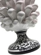 Pigna Ceramica Caltagirone cm H.20 Artigianale Bianco Base Decorata Nero - DD CERAMICHE SICILIANE