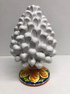 Pigna Ceramica Caltagirone cm H.20 Artigianale Bianco Base Decorata DD CERAMICHE SICILIANE