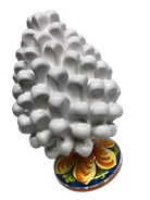 Pigna Ceramica Caltagirone cm H.20 Artigianale Bianco Base Decorata - DD CERAMICHE SICILIANE
