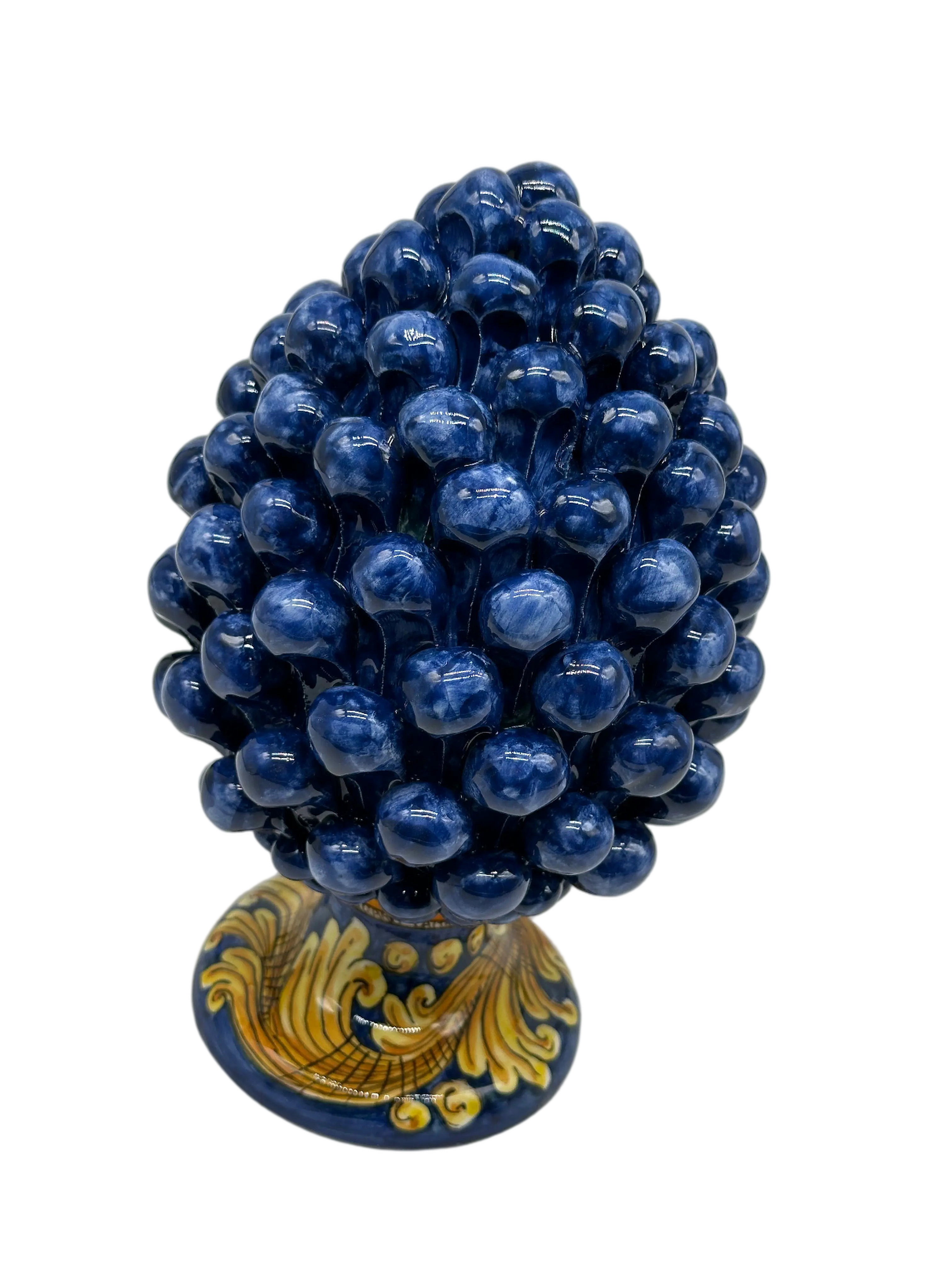 Pigna Ceramica Caltagirone cm H.20 Artigianale Blu Base Decorata DD CERAMICHE SICILIANE