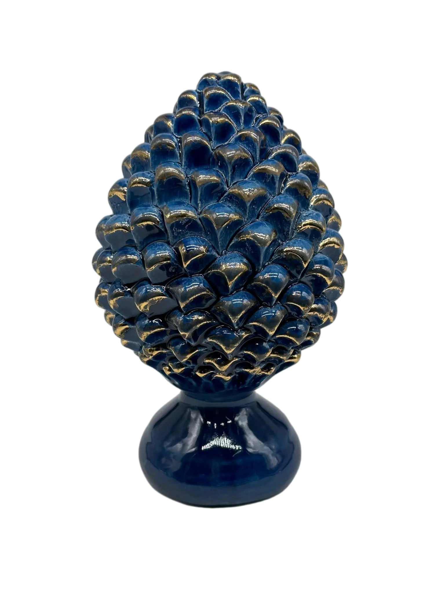 Pigna Ceramica Caltagirone cm H.20 Artigianale Blu Oro Linea Luis DD CERAMICHE SICILIANE