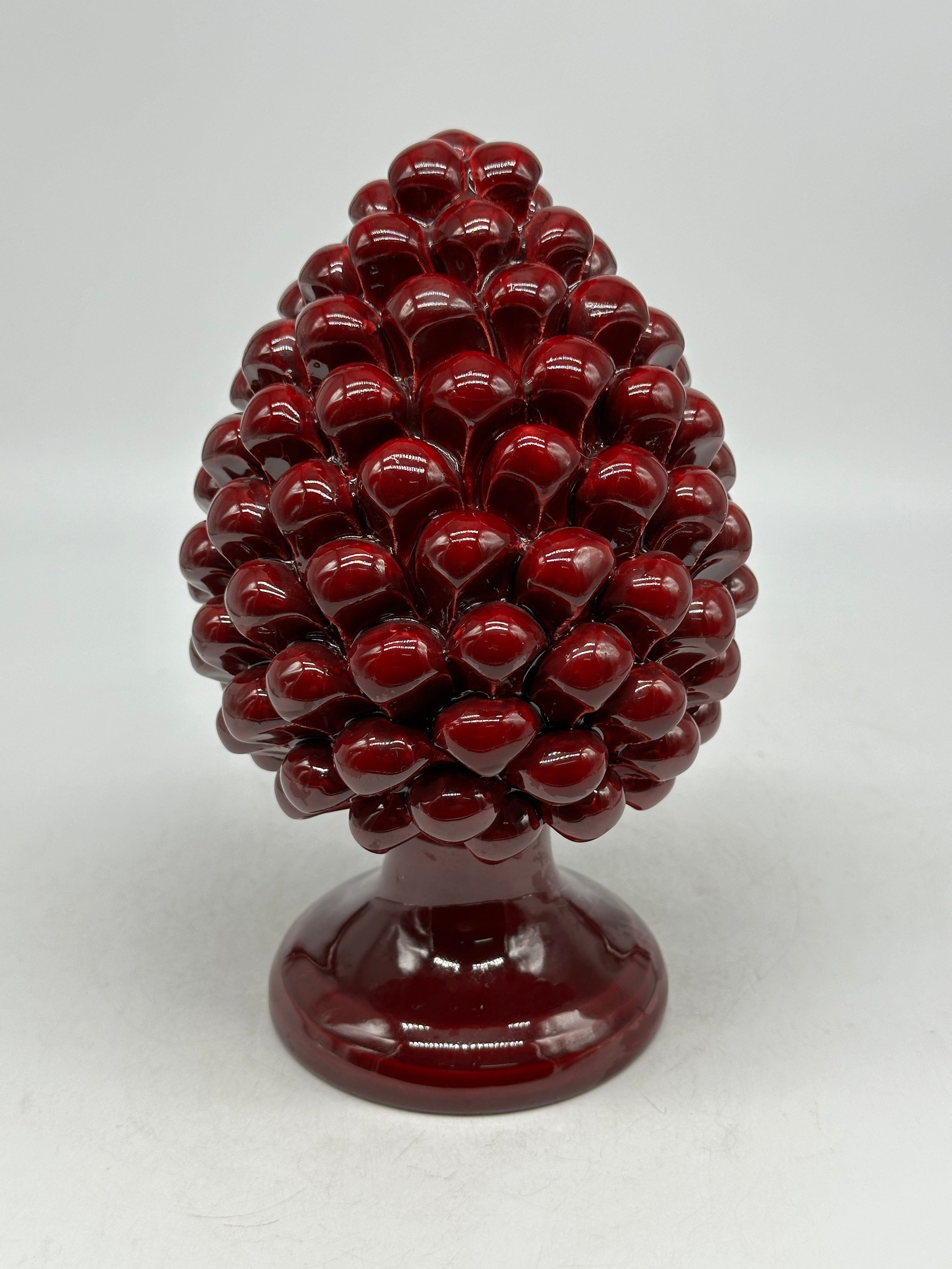 Pigna Ceramica Caltagirone cm H.20 Artigianale Bordeaux - PIGNE