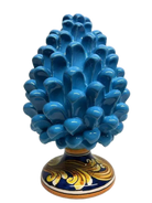Pigna Ceramica Caltagirone cm H.20 Artigianale Celeste Base Decorata - DD CERAMICHE SICILIANE
