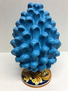 Pigna Ceramica Caltagirone cm H.20 Artigianale Celeste Base Decorata DD CERAMICHE SICILIANE