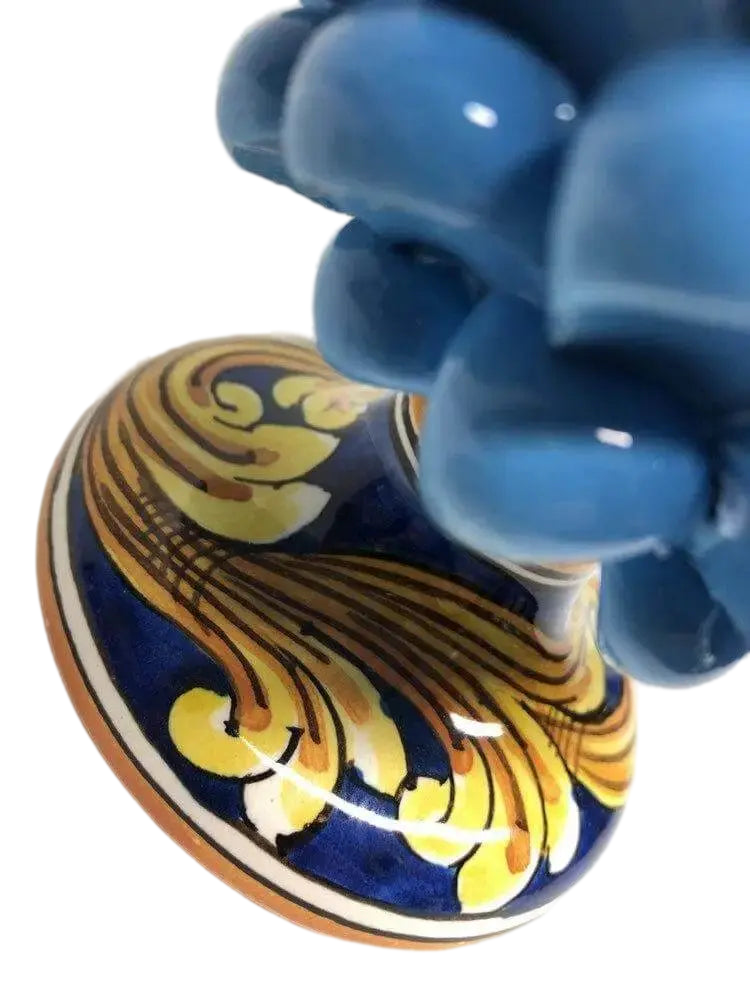 Pigna Ceramica Caltagirone cm H.20 Artigianale Celeste Base Decorata - DD CERAMICHE SICILIANE