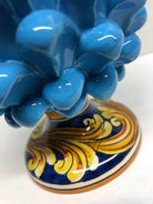 Pigna Ceramica Caltagirone cm H.20 Artigianale Celeste Base Decorata DD CERAMICHE SICILIANE