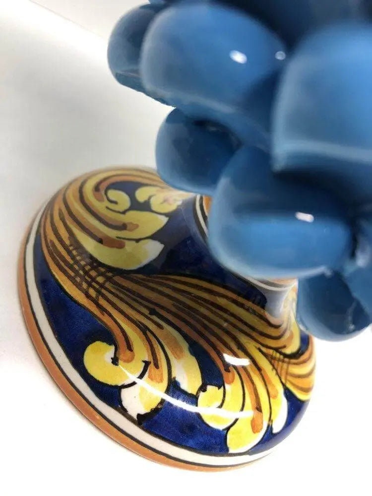 Pigna Ceramica Caltagirone cm H.20 Artigianale Celeste Base Decorata DD CERAMICHE SICILIANE