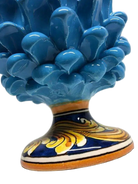 Pigna Ceramica Caltagirone cm H.20 Artigianale Celeste Base Decorata - DD CERAMICHE SICILIANE