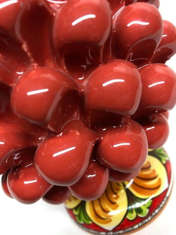 Pigna Ceramica Caltagirone cm H.20 Artigianale Corallo Base Decorata DD CERAMICHE SICILIANE