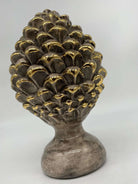 Pigna Ceramica Caltagirone cm H.20 Artigianale Écru Oro Linea Luis - DD CERAMICHE SICILIANE