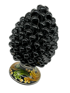 Pigna Ceramica Caltagirone cm H.20 Artigianale Nero Base Decorata DD CERAMICHE SICILIANE