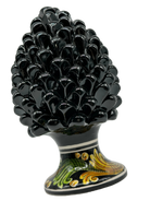 Pigna Ceramica Caltagirone cm H.20 Artigianale Nero Base Decorata DD CERAMICHE SICILIANE