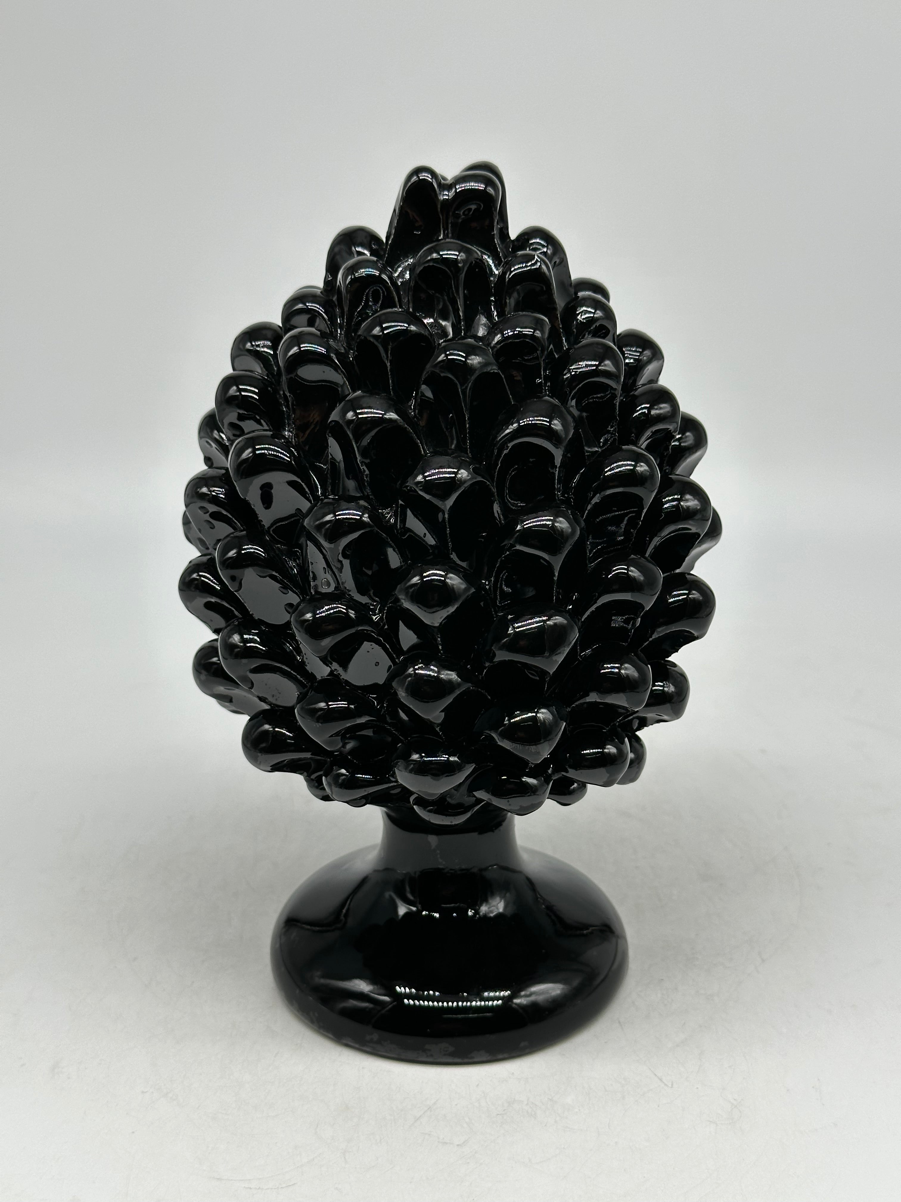 Pigna Ceramica Caltagirone cm H.20 Artigianale Nero - PIGNE