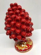 Pigna Ceramica Caltagirone cm H.20 Artigianale Rosso Base Decorata Giglio DD CERAMICHE SICILIANE
