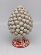Pigna Ceramica Caltagirone cm H.20 Artigianale VENUS Bianco Rosso DD CERAMICHE SICILIANE