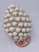 Pigna Ceramica Caltagirone cm H.20 Artigianale VENUS Bianco Rosso DD CERAMICHE SICILIANE