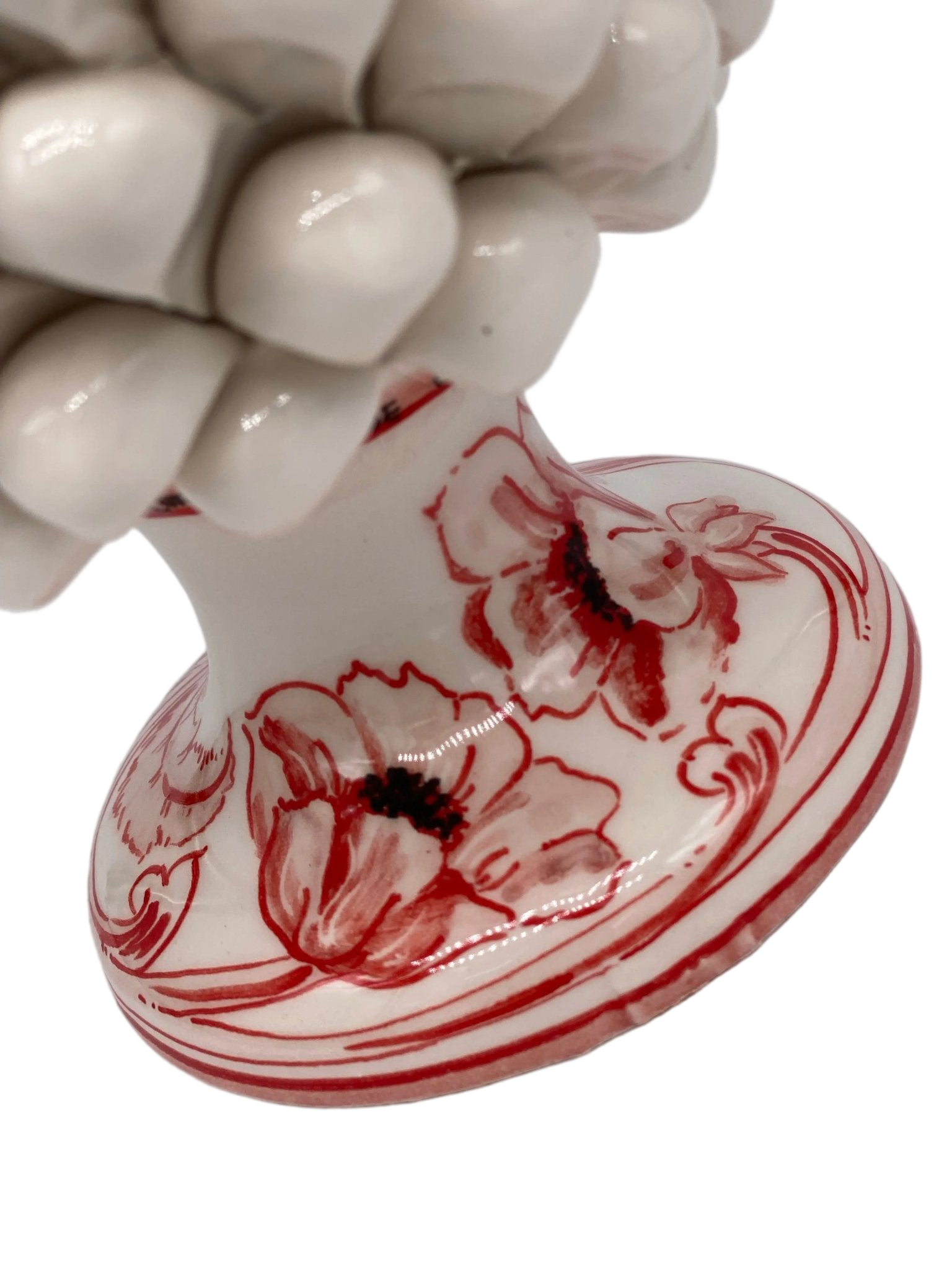 Pigna Ceramica Caltagirone cm H.20 Artigianale VENUS Bianco Rosso - DD CERAMICHE SICILIANE