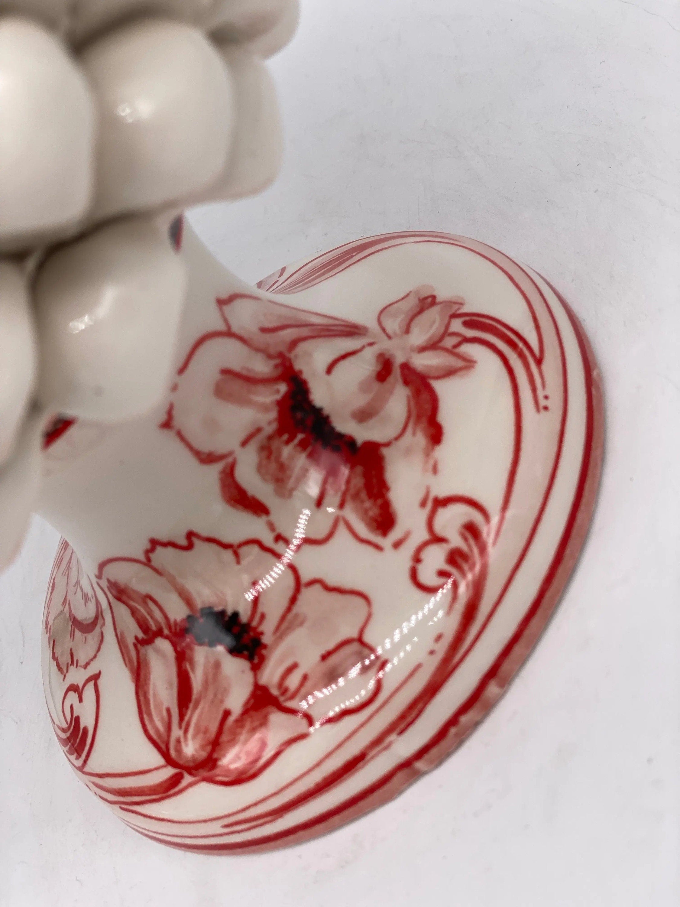 Pigna Ceramica Caltagirone cm H.20 Artigianale VENUS Bianco Rosso DD CERAMICHE SICILIANE