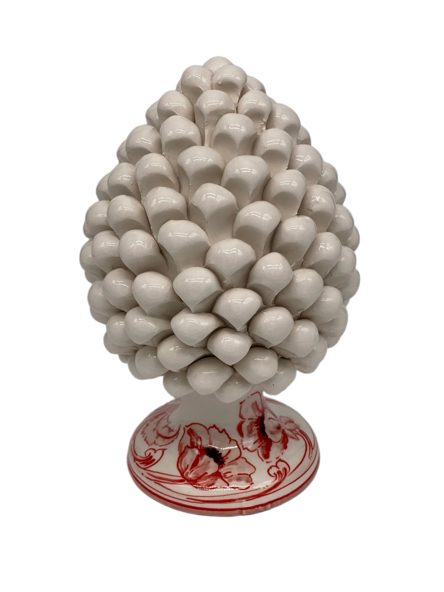 Pigna Ceramica Caltagirone cm H.20 Artigianale VENUS Bianco Rosso - DD CERAMICHE SICILIANE