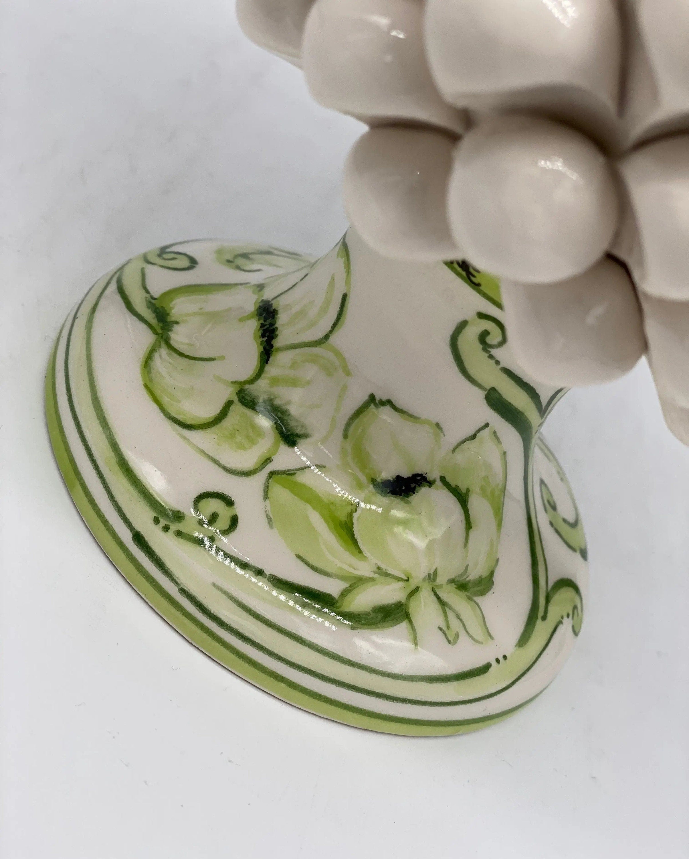 Pigna Ceramica Caltagirone cm H.20 Artigianale VENUS Bianco Verde DD CERAMICHE SICILIANE