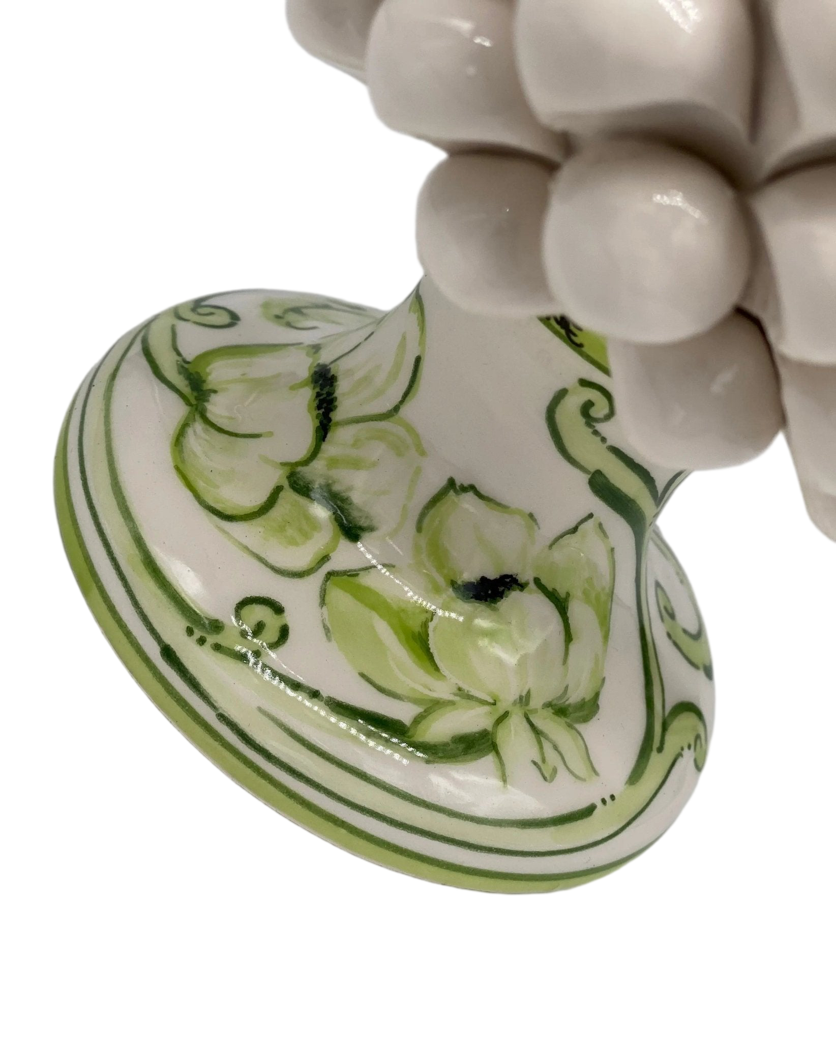 Pigna Ceramica Caltagirone cm H.20 Artigianale VENUS Bianco Verde - DD CERAMICHE SICILIANE