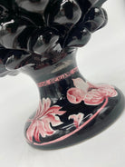 Pigna Ceramica Caltagirone cm H.20 Artigianale VENUS Nero Rosa DD CERAMICHE SICILIANE
