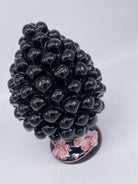 Pigna Ceramica Caltagirone cm H.20 Artigianale VENUS Nero Rosa DD CERAMICHE SICILIANE