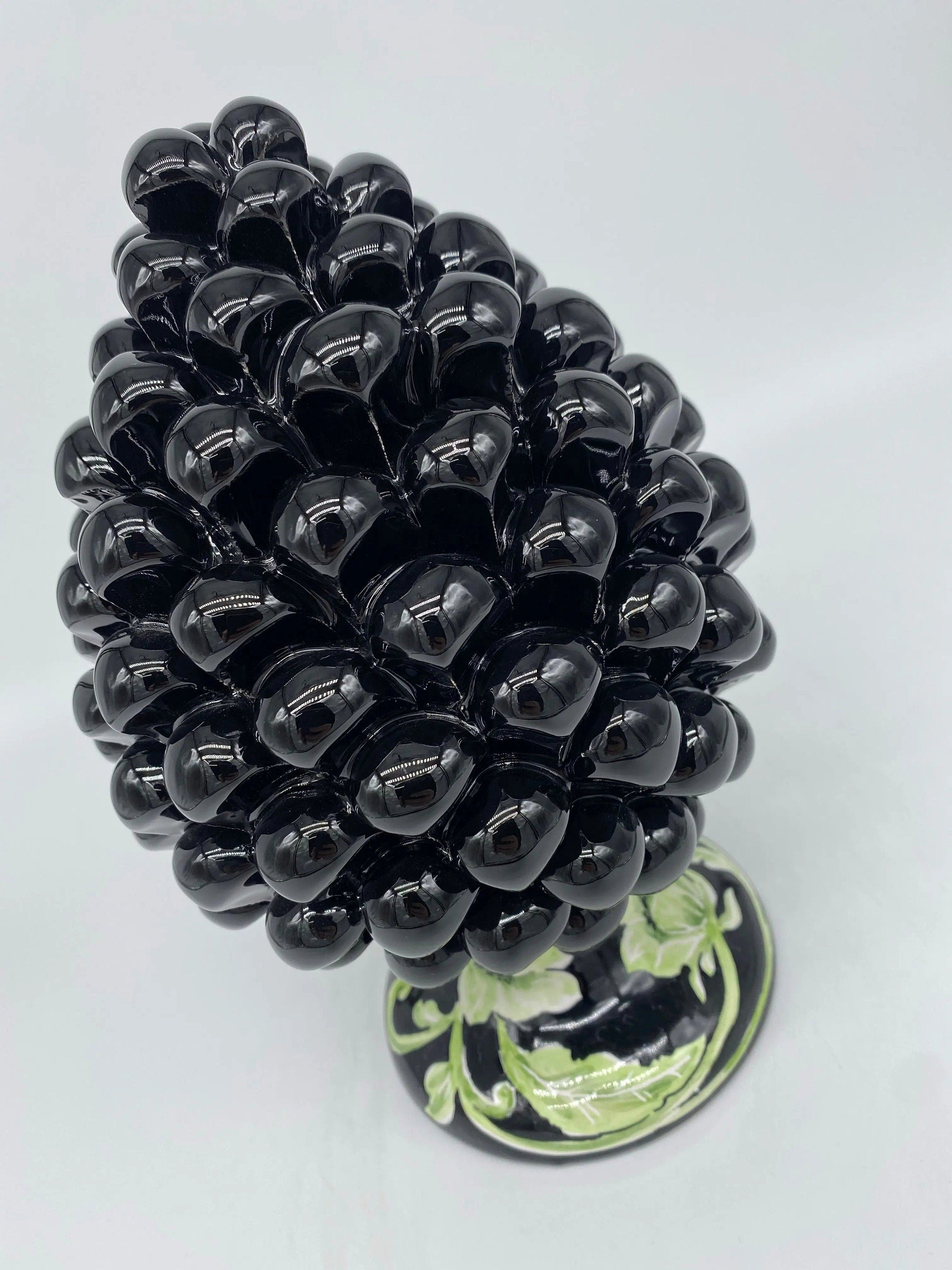 Pigna Ceramica Caltagirone cm H.20 Artigianale VENUS Nero Verde DD CERAMICHE SICILIANE